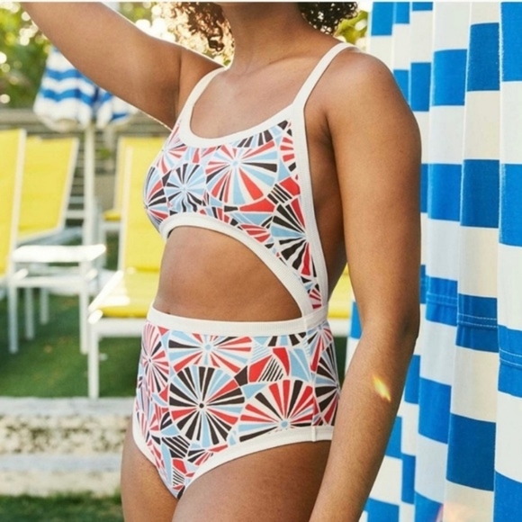 aerie Other - Aerie Swim Pop Cut Out One Piece Swimsuit Size Large Long White Coral